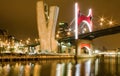 Princes of Spain bridge or La Salve bridge at night in Bilbao, S Royalty Free Stock Photo