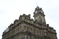 Princes Street with the Balmoral Hotel with tower and clock, Edinburgh Scotland