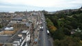 Princes street in Edinburgh - aerial view Royalty Free Stock Photo