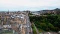 Princes street in Edinburgh - aerial view Royalty Free Stock Photo