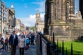 Princes Street in Edinburgh with a view of the Sir Walter Scott monument Royalty Free Stock Photo
