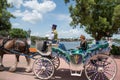 Princess Anna riding a horse drawn carriage at Epcot 59 Royalty Free Stock Photo