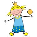 Princess and balls, vector illustration, fairy tale