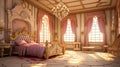 Princess bedroom in royal house. Luxury princess bedroom interior in victorian style. generative ai