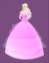 Princess the blonde in a pink dress