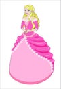 Princess the blonde in a pink dress