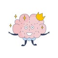 Princess Brain In Crown Comic Character Representing Intellect And Intellectual Activities Of Human Mind Cartoon Flat