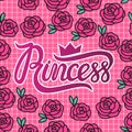 Princess card with lovely pink roses. Vector illustration. Royalty Free Stock Photo