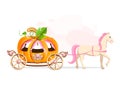 fairytale carriage made of a pumpkin decorated with heart-shaped jewels Royalty Free Stock Photo