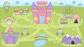 Princess castle play mat activity game for girls. Royalty Free Stock Photo