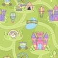 Princess castle seamless play mat activity game for girls. Royalty Free Stock Photo