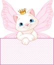 Princess Cat over a blank sign Royalty Free Stock Photo