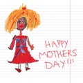 Princess Children's hand drawing.Doodles.Happy Mother's day