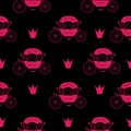 Princess Cinderella Fairytale Carriage. Seamless Pattern Background. Vector Illustration