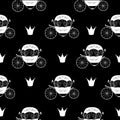 Princess Cinderella Fairytale Carriage. Seamless Pattern Background. Vector Illustration