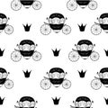 Princess Cinderella Fairytale Carriage. Seamless Pattern Background. Vector Illustration