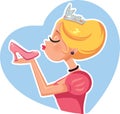 Princess Cinderella Kissing Magic Shoe Vector Illustration