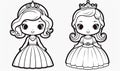 A princess and a princess coloring pages Royalty Free Stock Photo