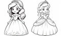 A princess and a princess coloring pages Royalty Free Stock Photo