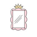 Princess crown mirror doodle frame Royalty Free Stock Photo