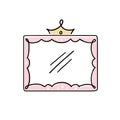 Princess crown mirror doodle frame Royalty Free Stock Photo