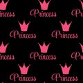 Princess Crown Seamless Pattern Background Vector Illustration.