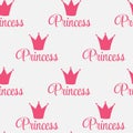 Princess Crown Seamless Pattern Background Vector Illustration.