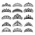 Princess crowns set. Beautiful diadems.