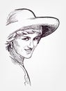 Princess diana vector sketch illustration portrait