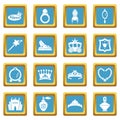 Princess doll icons set sapphirine square vector Royalty Free Stock Photo