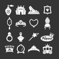 Princess doll icons set grey vector Royalty Free Stock Photo