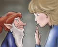 Princess and evil elf Rumpelstiltskin Royalty Free Stock Photo