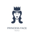 Princess face icon. Trendy flat vector Princess face icon on white background from People collection Royalty Free Stock Photo