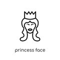 Princess face icon. Trendy modern flat linear vector Princess fa