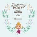Princess with floral decoration invitation card Royalty Free Stock Photo