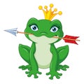 Princess Frog with arrow cartoon vector illustration Royalty Free Stock Photo