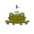 Princess frog. Isolated on white background. Cartoon for your design Royalty Free Stock Photo