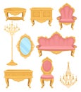 Princess furniture. Collection decor elements for living room. Royalty Free Stock Photo