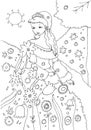 Princess in the Garden Coloring Page