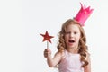 Princess girl holding magic wand Royalty Free Stock Photo