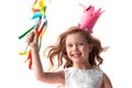 Princess girl with pinwheel Royalty Free Stock Photo