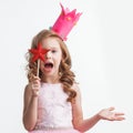 Princess girl with star magic wand Royalty Free Stock Photo