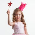 Princess girl with star magic wand Royalty Free Stock Photo