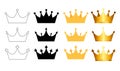 Princess Golden and Black Crown Icon Collection Set Isolated on white Background Vector Illustration EPS10