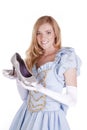 Princess holding shoe Royalty Free Stock Photo