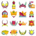 Princess icons set, cartoon style Royalty Free Stock Photo