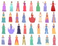 Princess icons set cartoon . Tiara girl Royalty Free Stock Photo