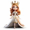 Cartoon Princess With White Crown And Tiara - Zbrush Style