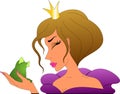 Princess kisses a frog, fairy tale characters Royalty Free Stock Photo