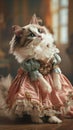 Princess little kitty cat wearing a fluffy intricate pretty dress